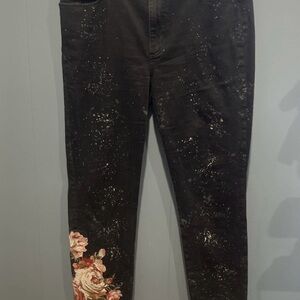 Joe's Jeans Black Skinny Floral Embroidered